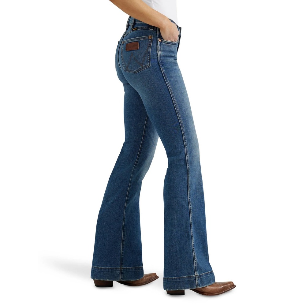 Wrangler Retro Mae Mid Rise Wide Leg Trouser Jeans Womens 26 X 34 Denim Cowgirl